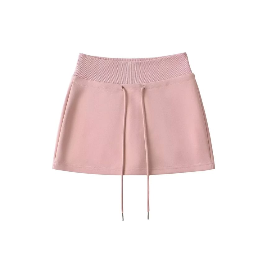 Asiris - Hoge taille effen mini A-lijn rok