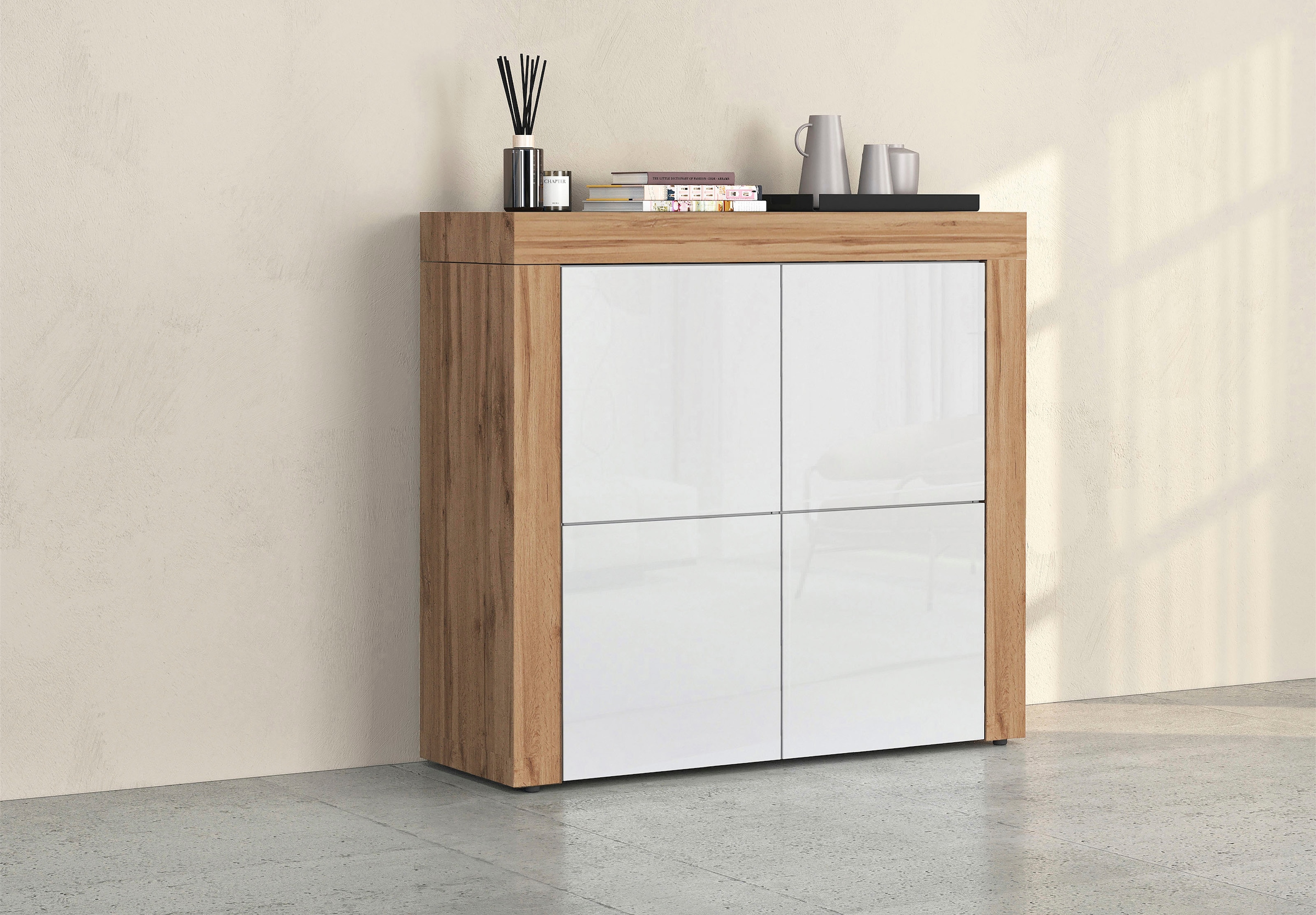 INOSIGN Highboard »CHRONOS Breite 140 cm mit 4 Türen und 8 Fächer 'Made in Italy'« 1 Stk. tlg. Hohes Sideboard, Kommode, Schrank, Grifflos mit Push to Open