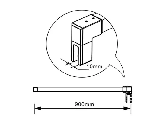 AICA paroi de douche 90x200cm,8mm verre anticalcaire,avec une barre de fixation carrée 90cm,Paroi douche italienne,Conception et intimité
