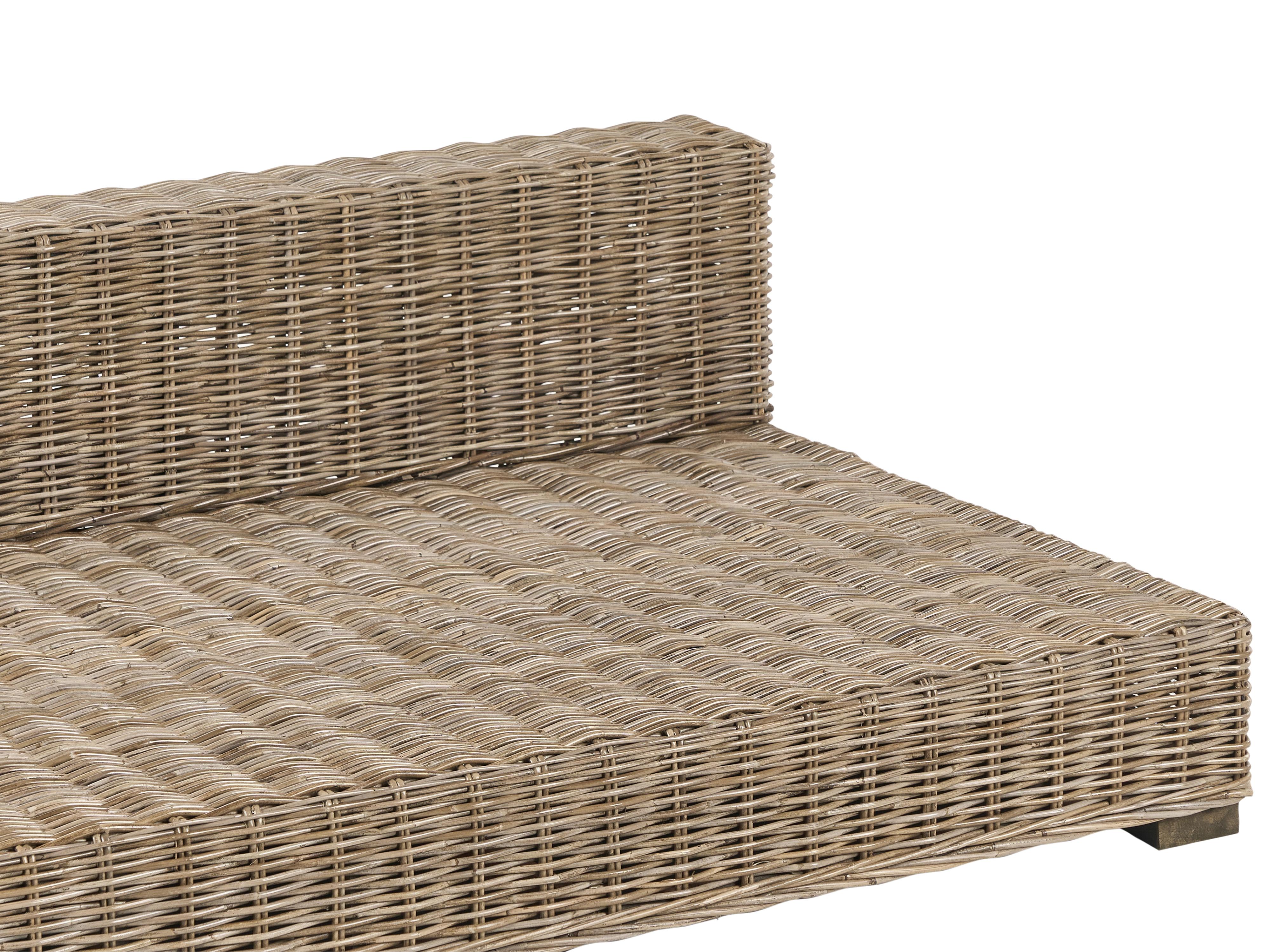 Loungeset met tafel 4-zits VARALLO rechtszijdig modulair Rotan Grijs