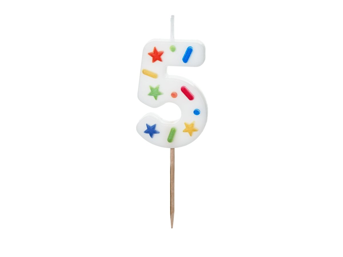 5 Jaar Kaars Gekleurd 10cm