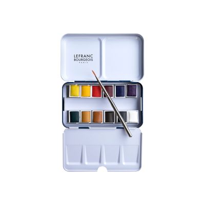 Lefranc Bourgeois - Peinture aquarelle - 12 1/2 godets - couleurs assorties
