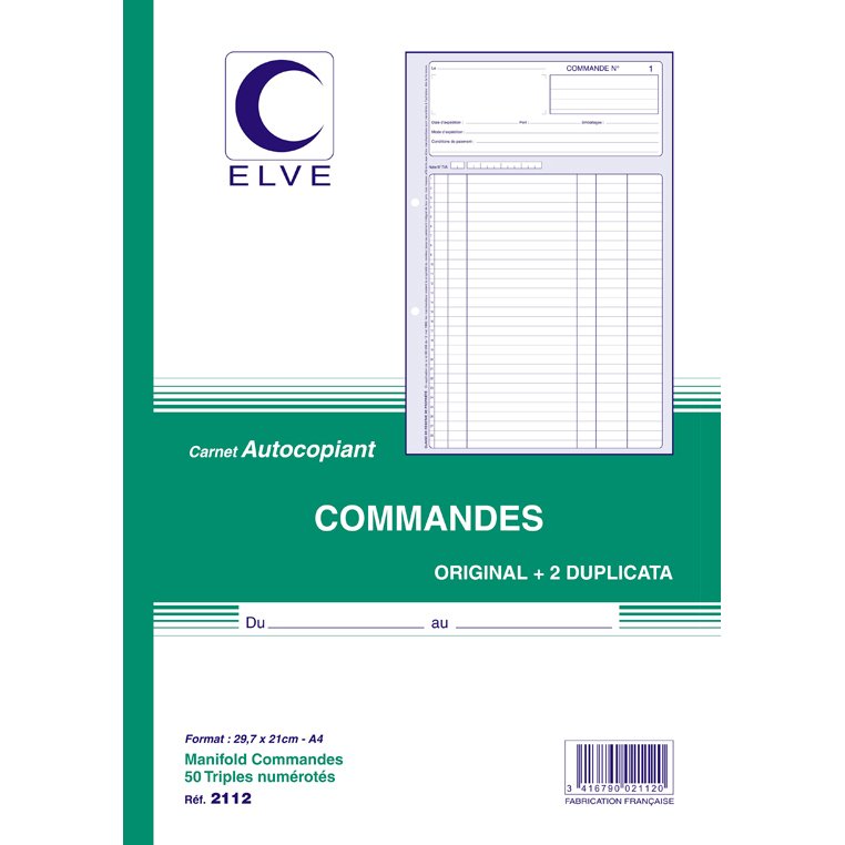 Manifold Elve Autocopiant 21 x 29,7 cm - 50 pages - 3 exemplaires
