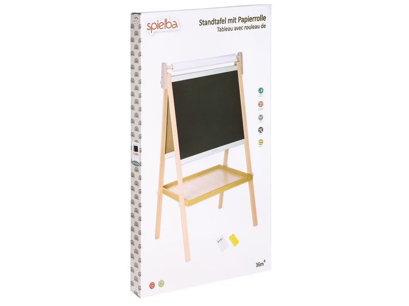 Spielba Holzspielwaren Standtafel mit Papier und Kreide Standtafel mit 2 Seiten