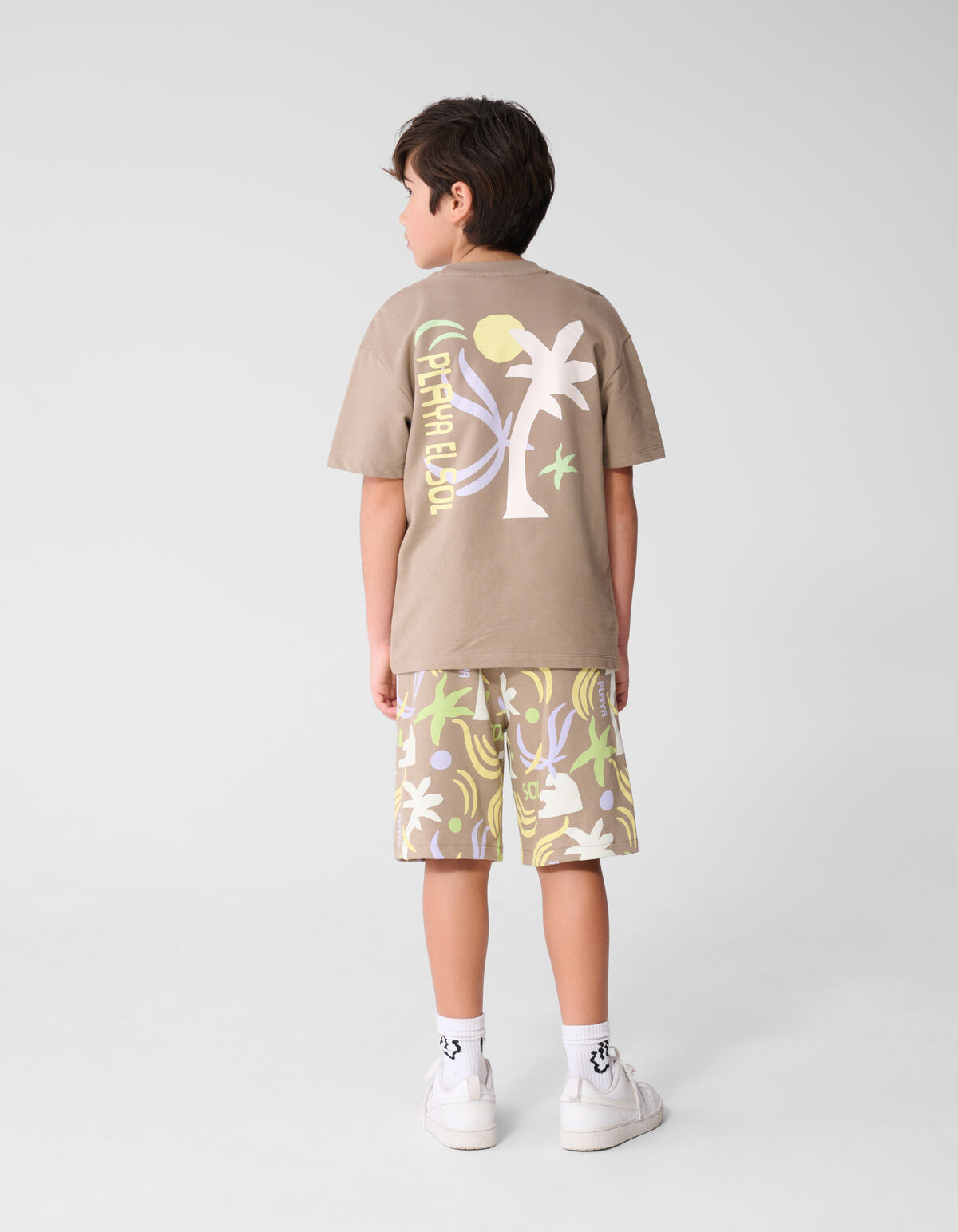 Beach Print Short Taupe