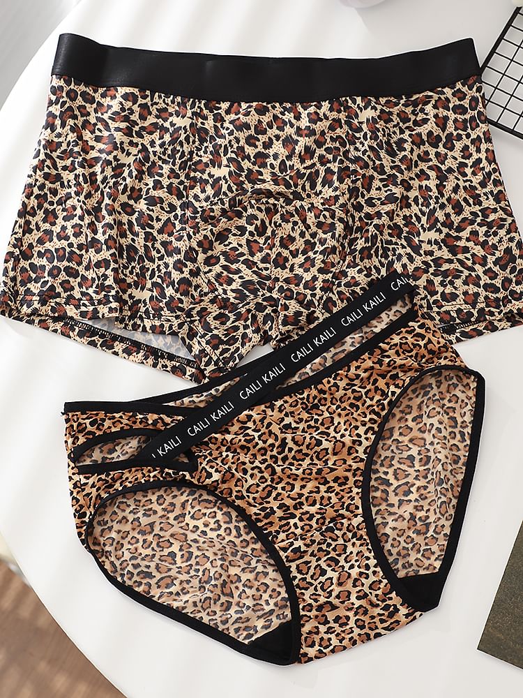Pancherry - Matching set voor koppels: boxershort met luipaardprint + panty