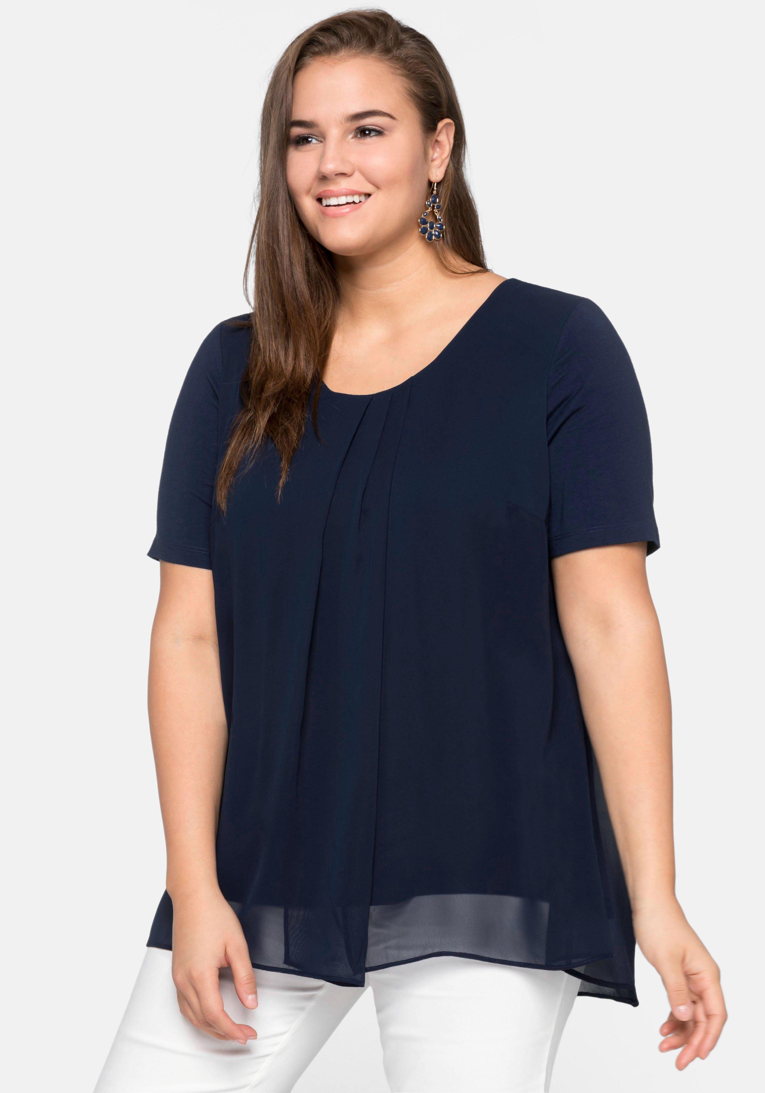 Blusenshirt mit gelegten Falten, im Lagenlook
