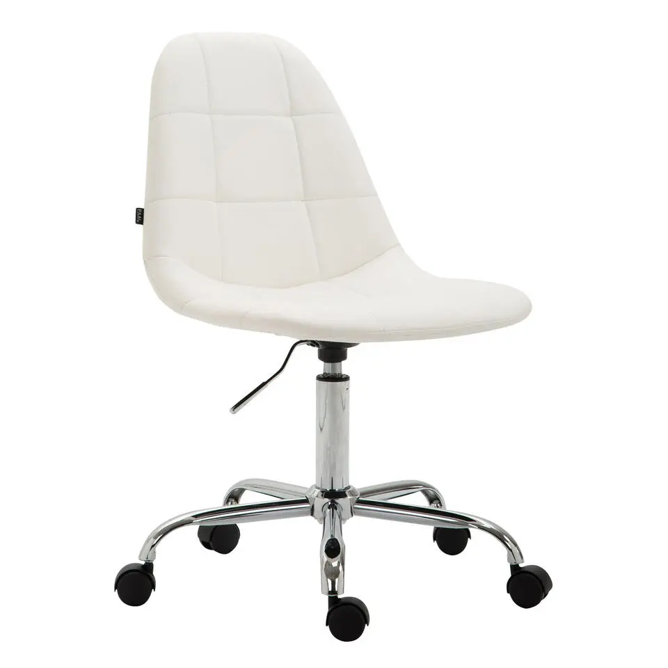 CLP Bureaustoel Reims chroom Frame - Kunstleer - wit