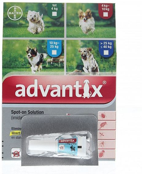 Bayer Advantix Vlooien & Teken Pipetten - Hond 4 tot 10 kg - 6 stuks