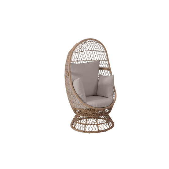 Fauteuil œuf rotatif AGAPE en acier et résine beige - 80x81x144 cm