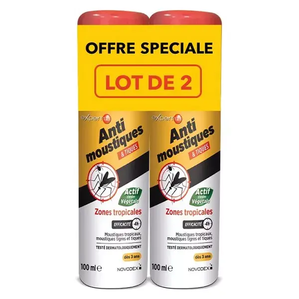 Novodex Expert 123 Repelente de Mosquitos e Carrapatos para Zonas Tropicais 2 x 100 ml