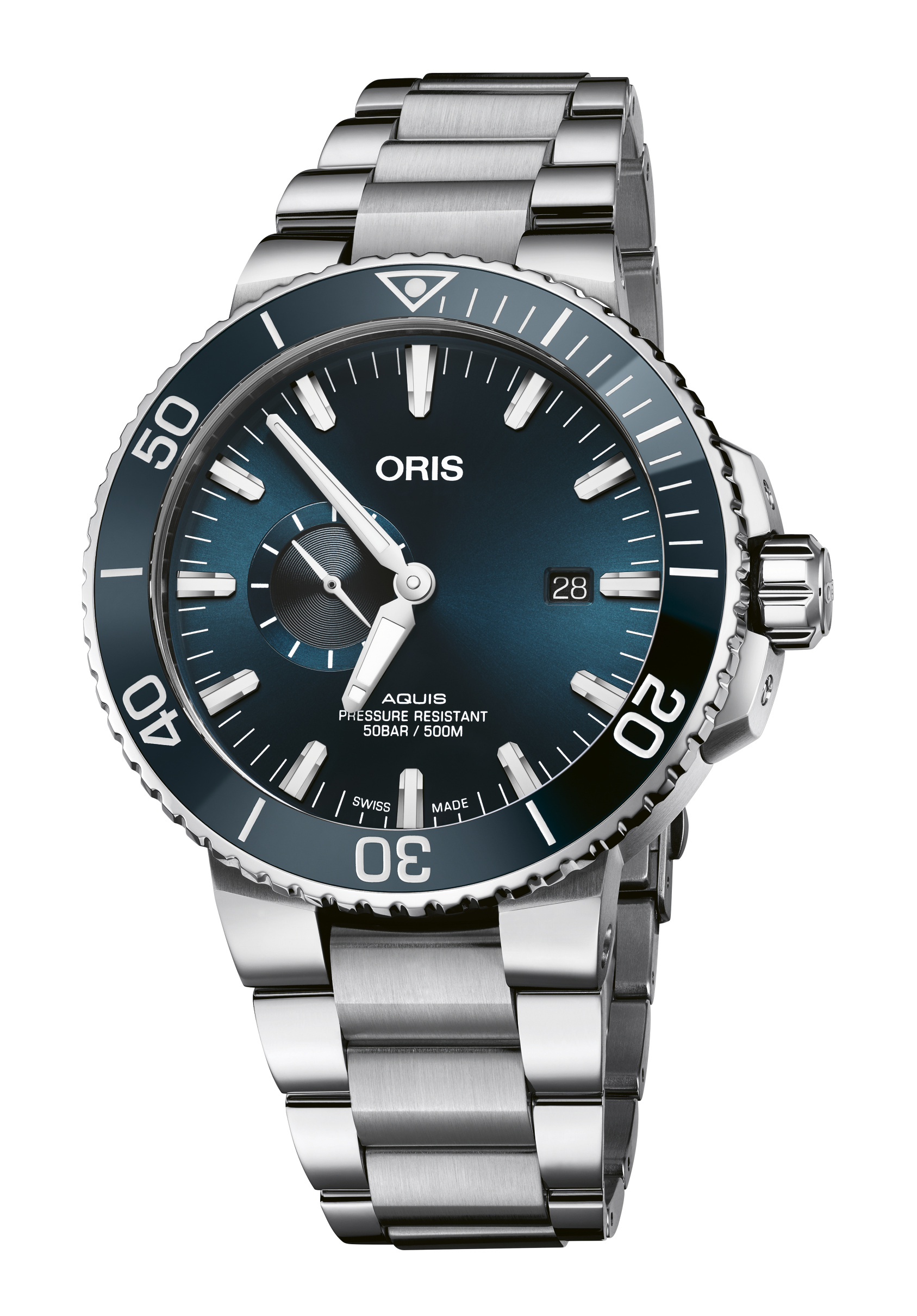 Oris Aquis Small Second Date Silber