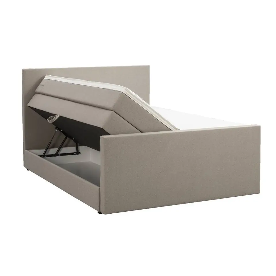 Boxspring met opbergruimte en voetbord Liv egaal - beige - 140x200cm