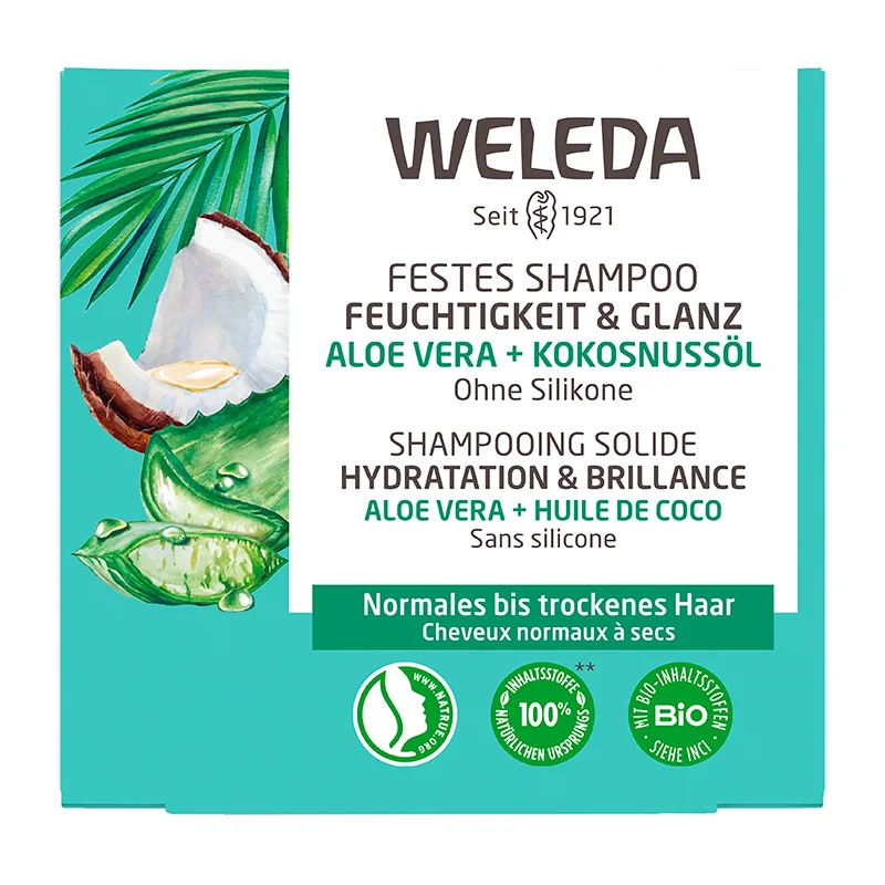 Festes Shampoo Feuchtigkeit und Glanz, 50g