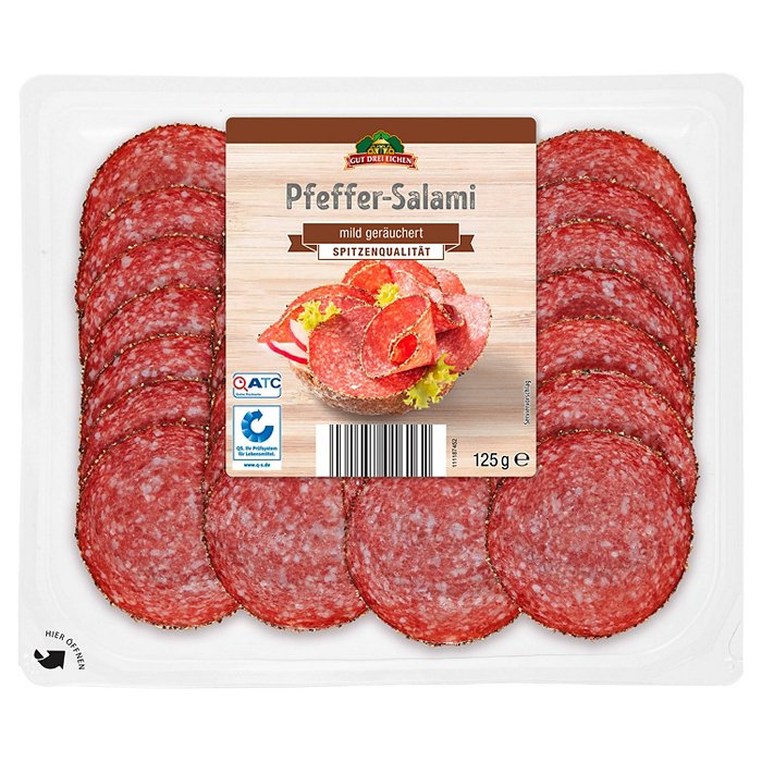 GUT DREI EICHEN Salami Aufschnittplatten 125 g, Pfeffer