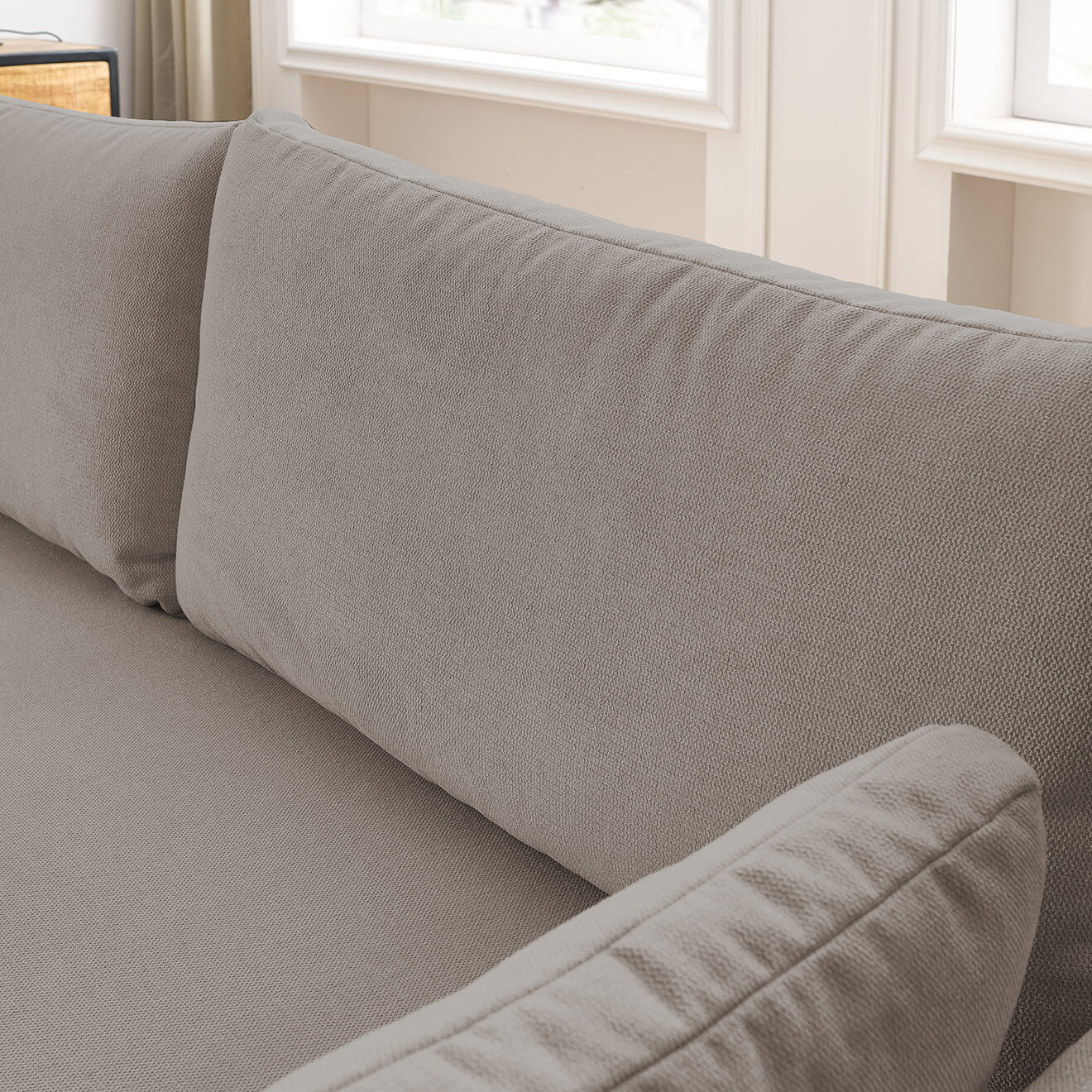 Bobochic Canapé droit convertible coffre marcel tissu lisse taupe - 211x100x86 cm