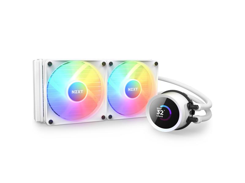 NZXT Wasserkühlung Kraken 240 RGB Weiss Wasserkühler für Intel und AMD Prozessorsockel mit LCD-Anzeige und RGB-Lüftern
