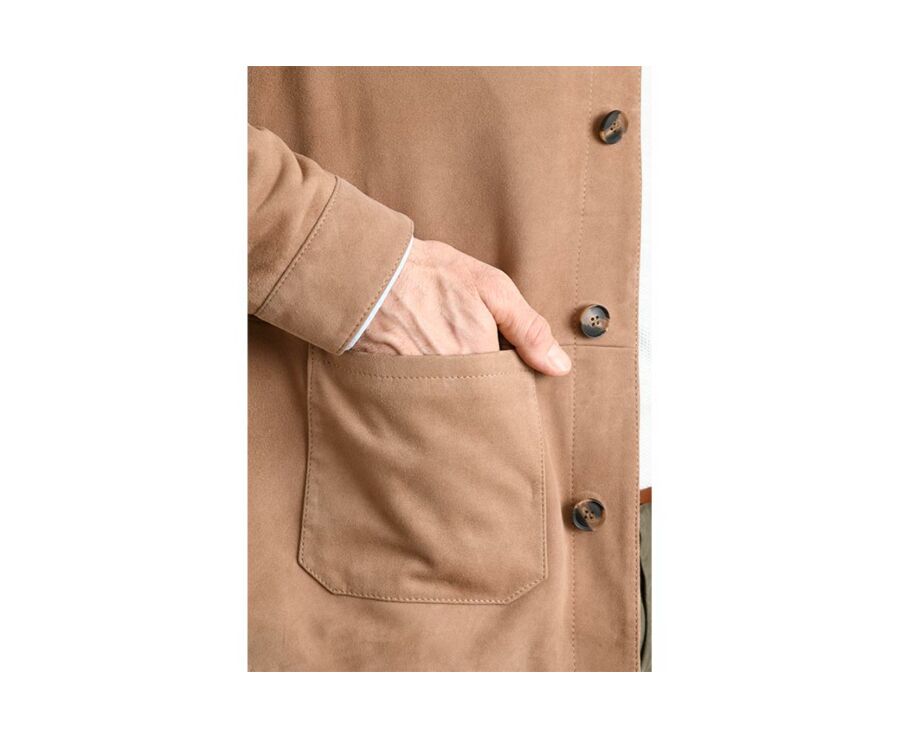 Veste cuir daim homme Camel Foncé - FAUSTIN