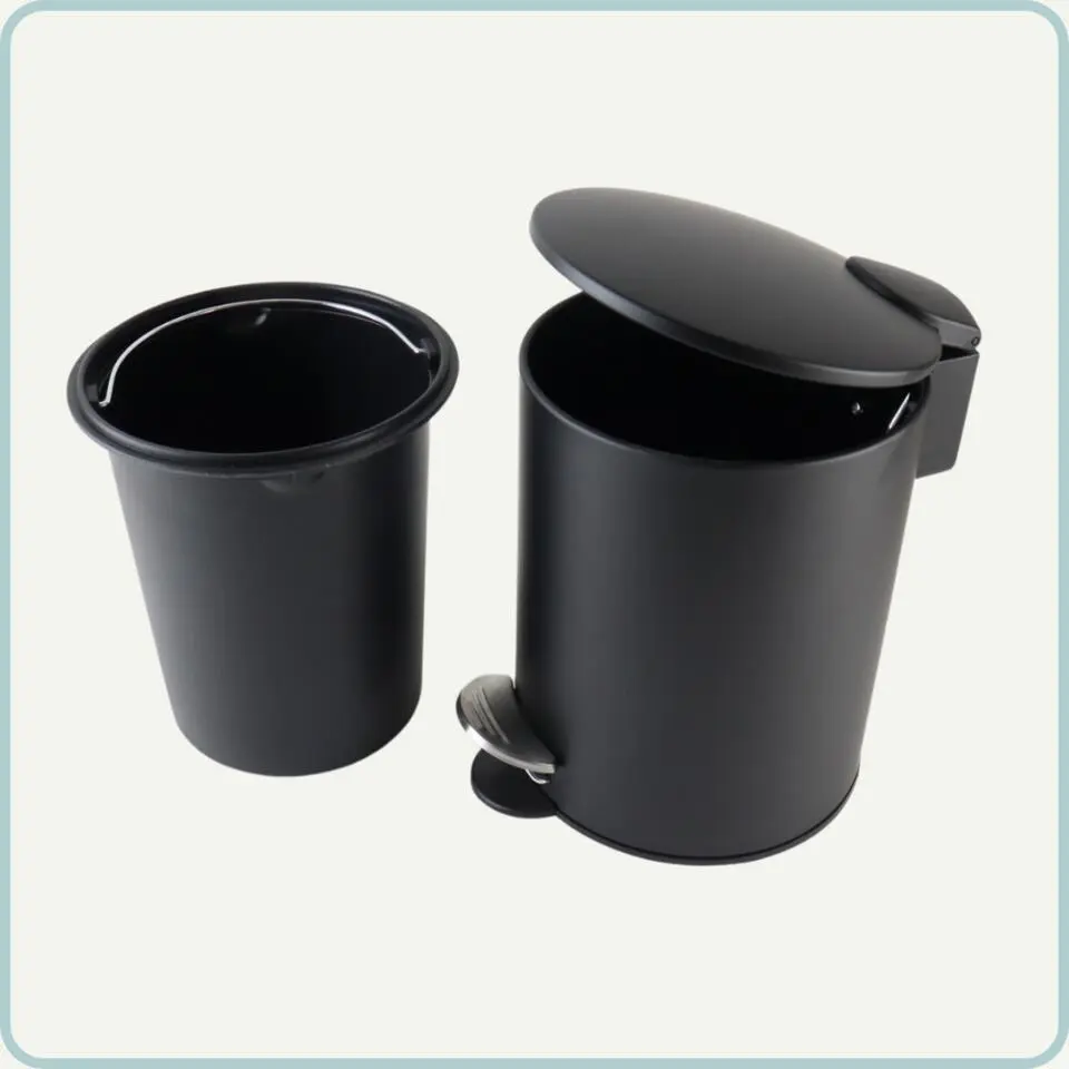 Nordix Pedaalemmer 3 Liter 2 Stuks Badkamer Toilet Zwart Metaal