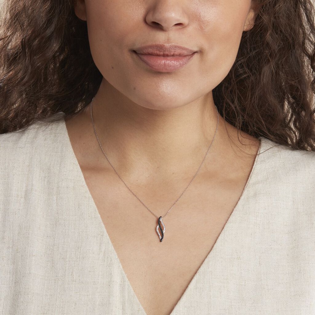 Collier Courbes Or Blanc Diamant