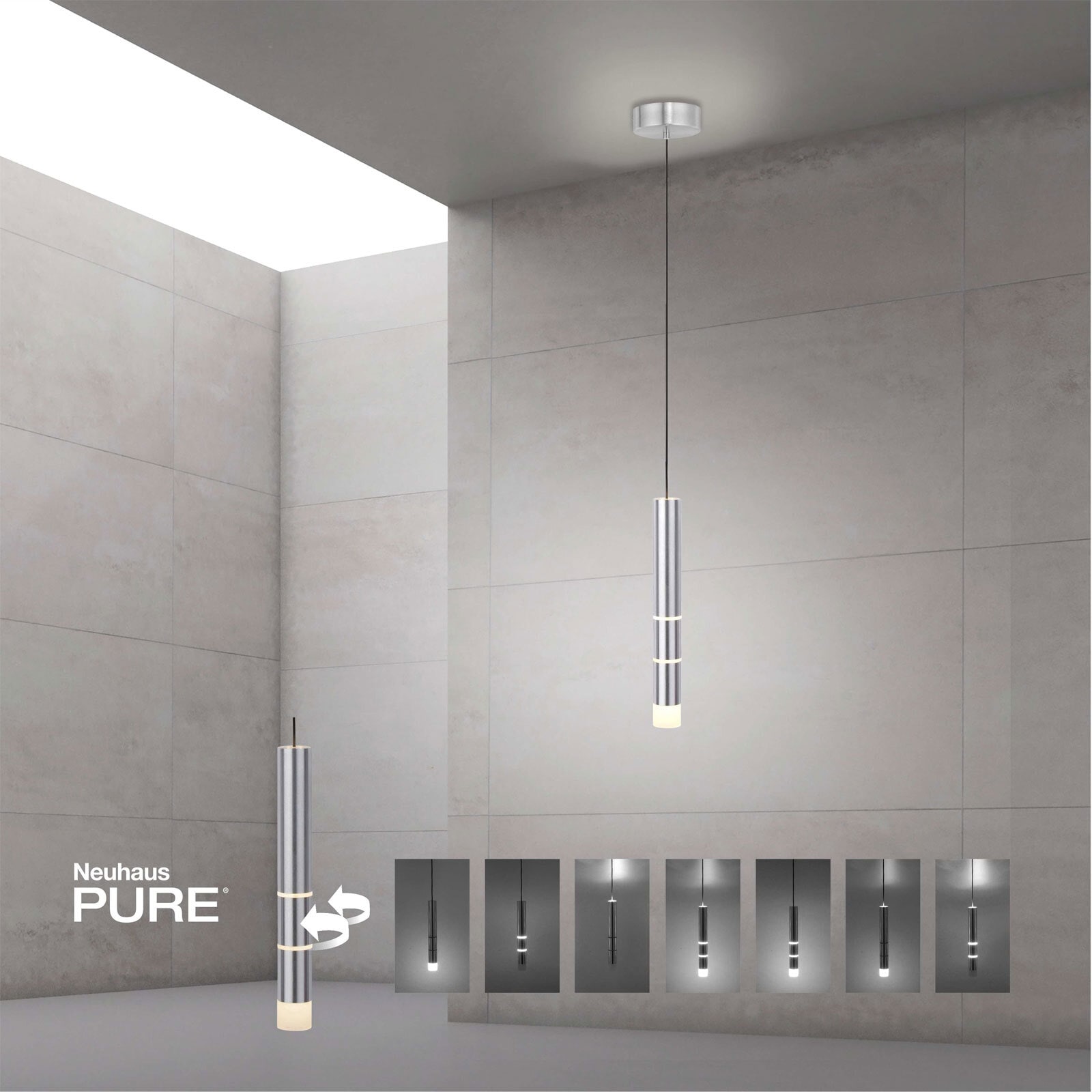Paul Neuhaus LED Pendelleuchte PURE-VEGA 5 cm alufarbig