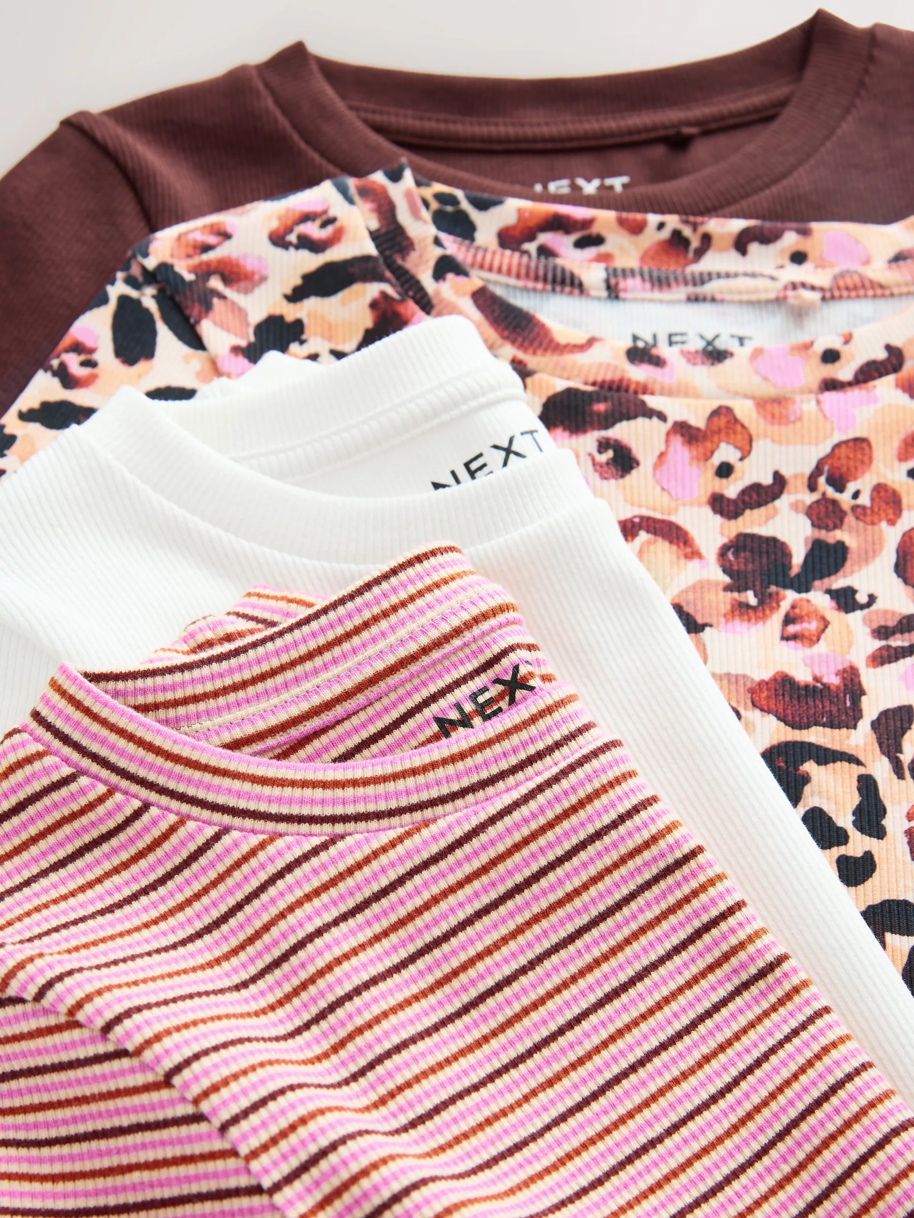 Animal - Set van 4 geribbelde T-shirts met lange mouwen (3-16jr)