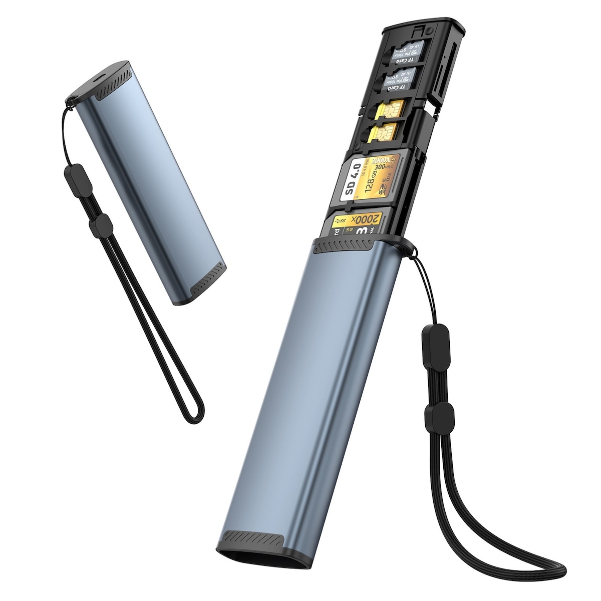 NÖRDIC USB-A 3.1, USB-C 3.1, Lightning-kortleser og lagringsskap 2 spor SD, MicroSD, 1xUSB-A UHS-I