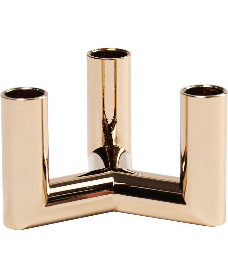 Uyuni MATRIX Candle Holder - 3'arm Mini Taper - Brass - 7,5 x 4,5 Guld