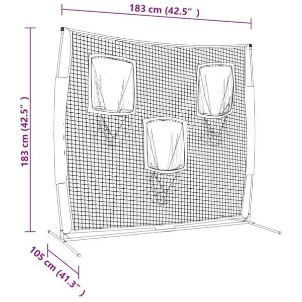 vidaXL Bærbart baseballnett svart og rød 183x105x183 cm polyester