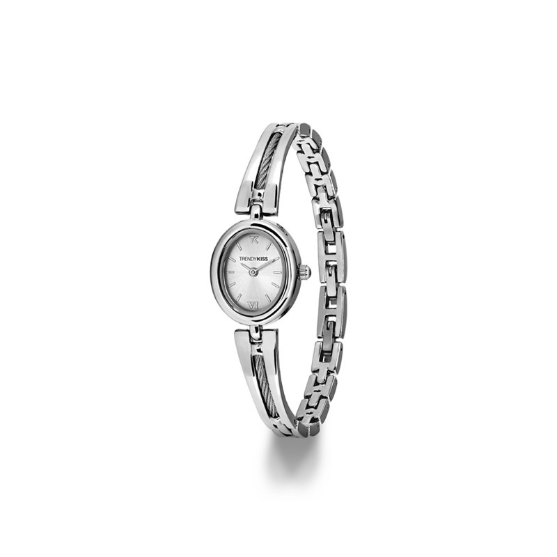 Montre femme analogique Trendy Kiss - Bracelet semi-rigide en métal avec câble en acier - Odile
