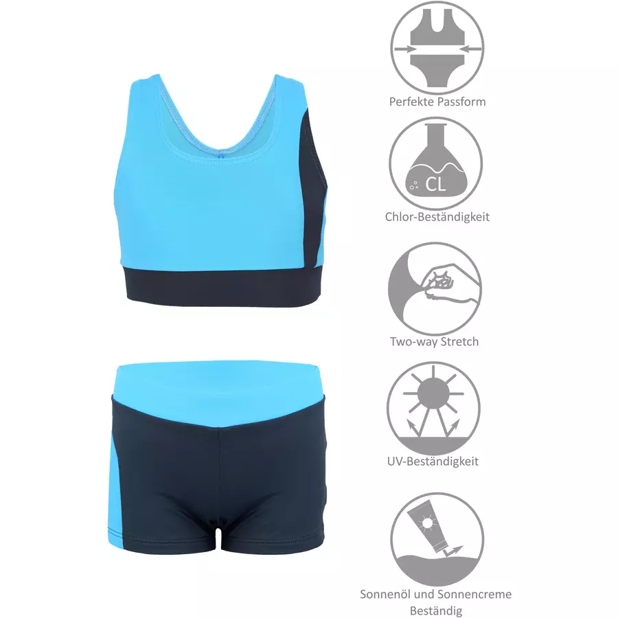 Aquarti Mädchen Sport Bikini - Racerback Bustier & Badehose grauhellblau