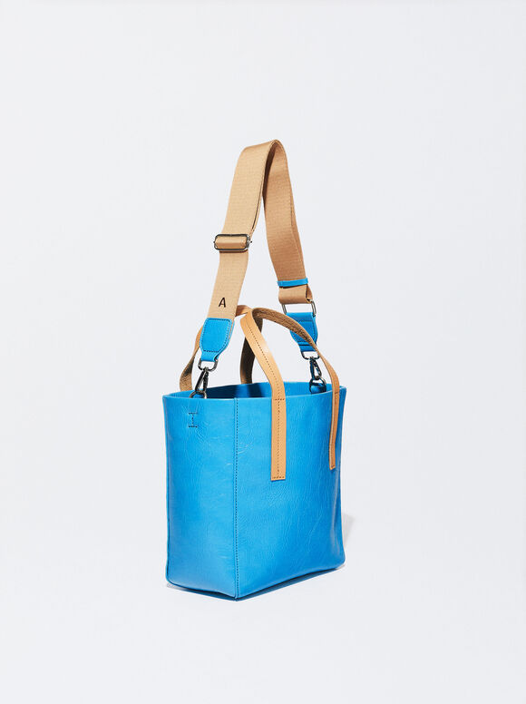Bolsa tote personalizável em couro envernizado - Azul