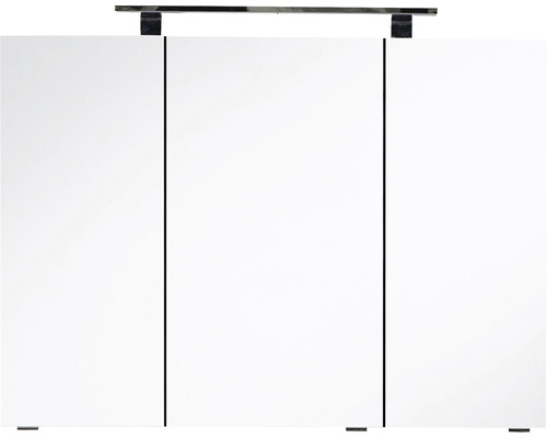 Marlin badkamerspiegelkast, 100 x 13,2 x 73,4 cm, mat wit, 3-deurs, LED