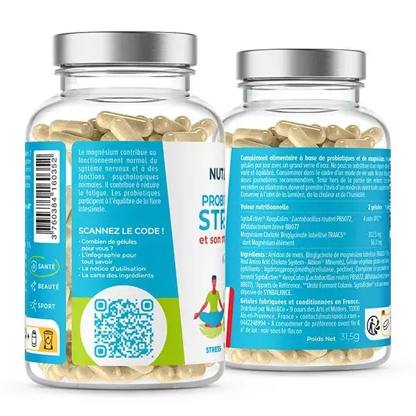 Nutri&Co Probióticos Anti-Stress Patenteados + Magnésio 60 Cápsulas Veganas