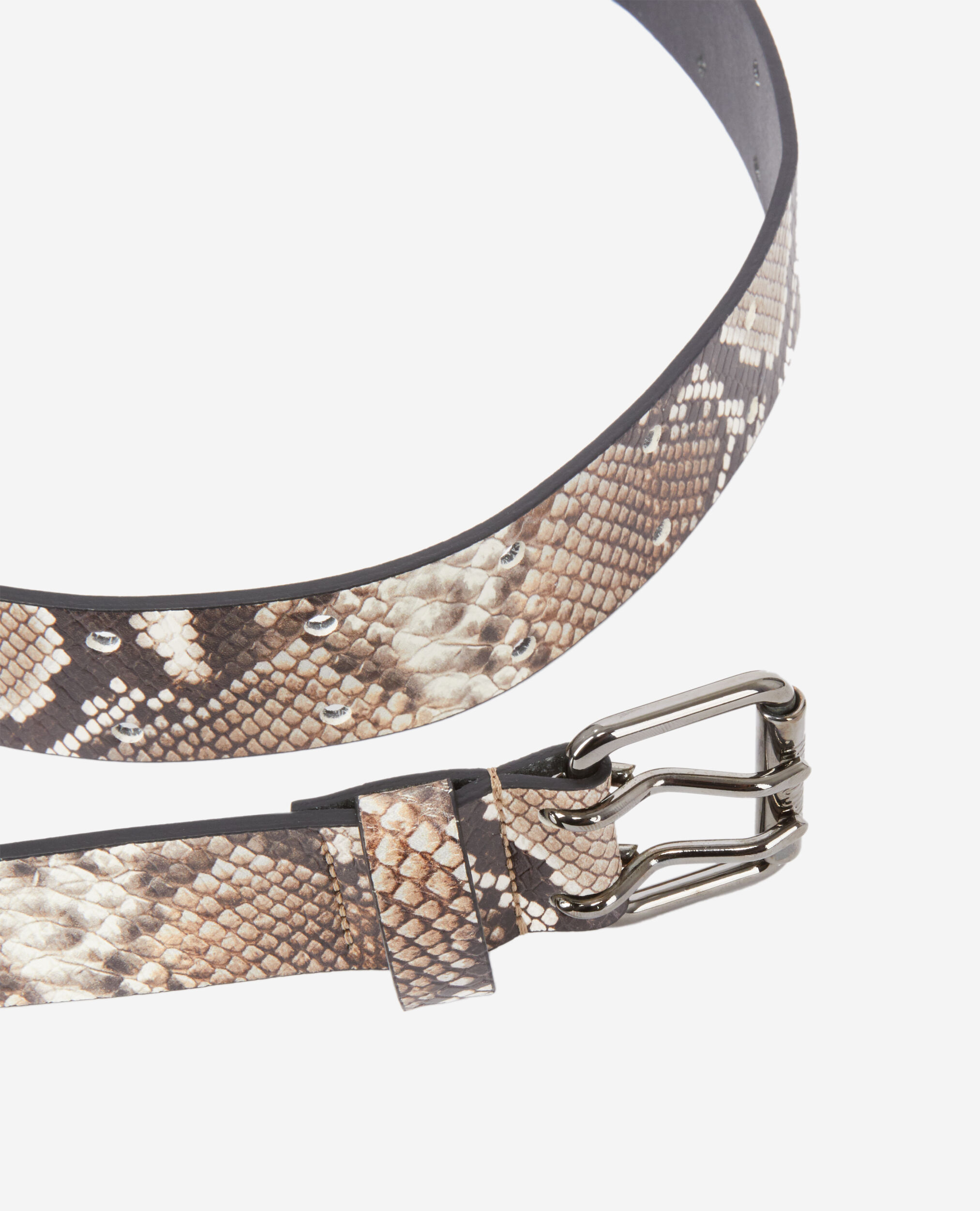 Ceinture python en cuir avec boucle carrée
