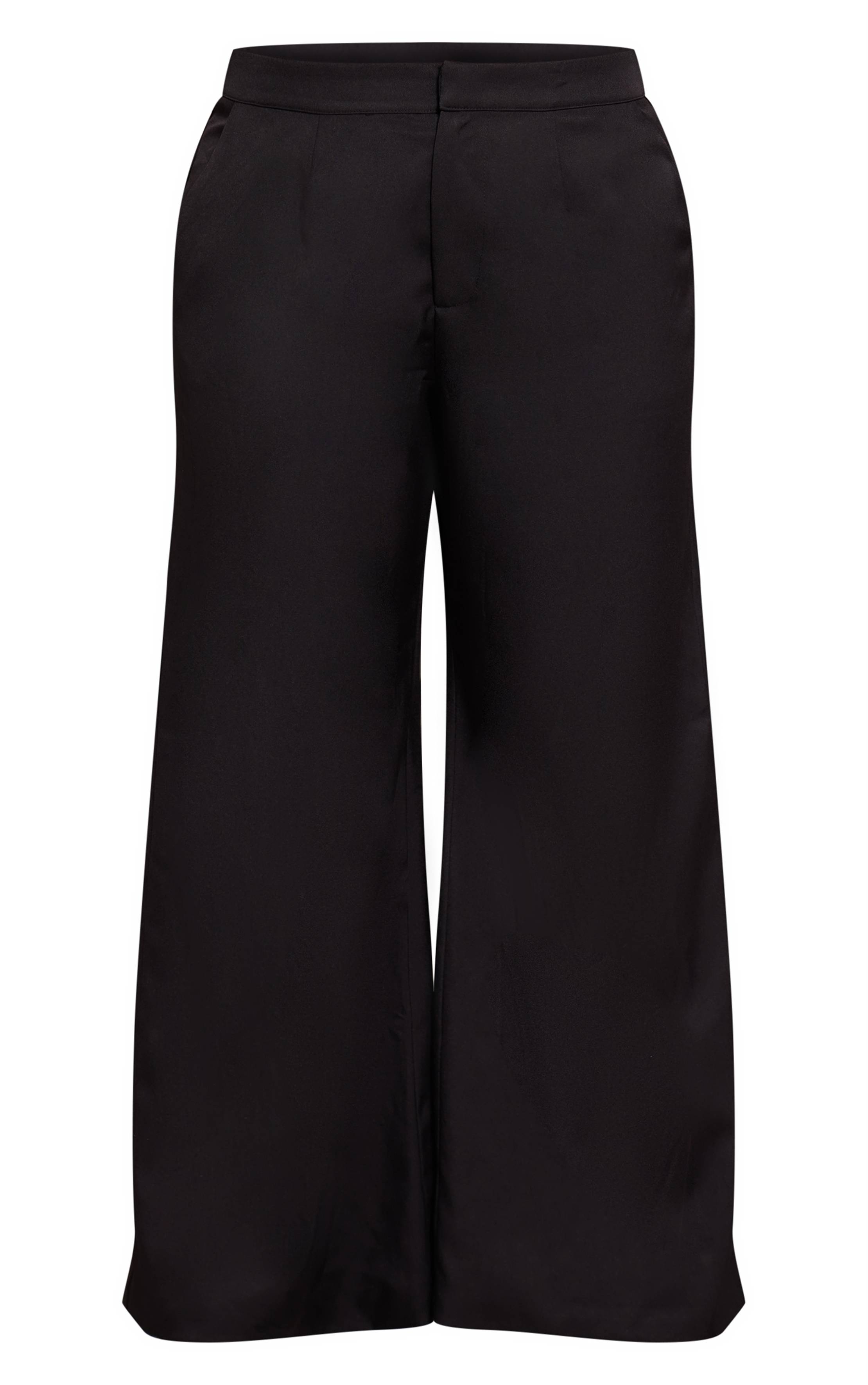 Noir Pantalon Large Taille Haute À Pinces Coordonné Grande Taille
