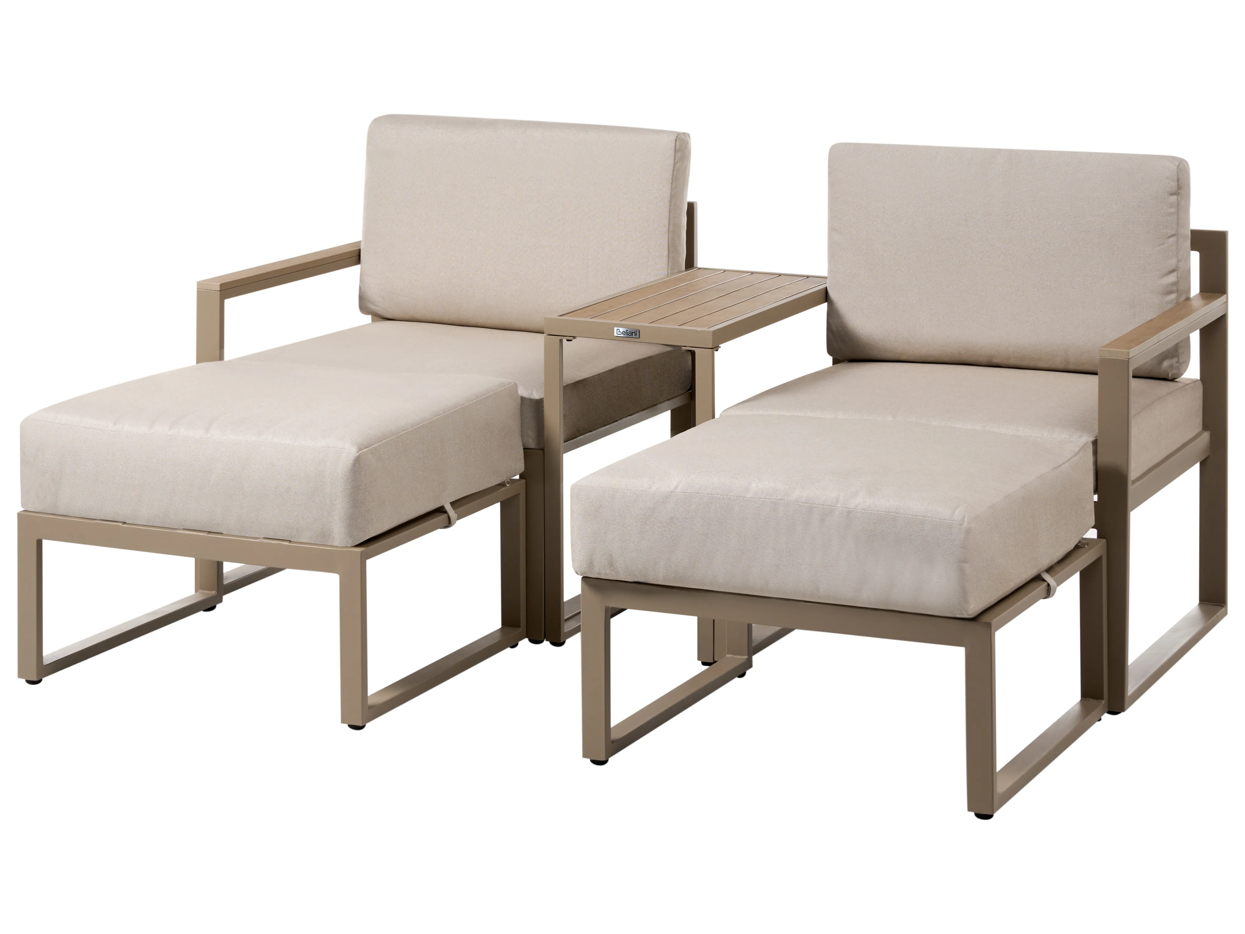 Loungeset met tafel en ottomaan 2-zits NOCI modulair Metaal Beige