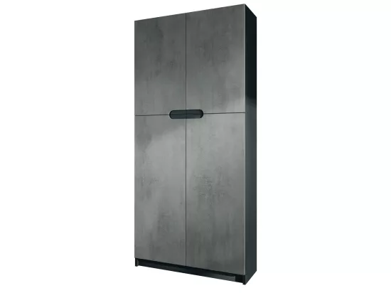 Armoire De Bureau Noir Mat Et Aspect Béton Foncé (LxHxP) : 82 X 185 X 37