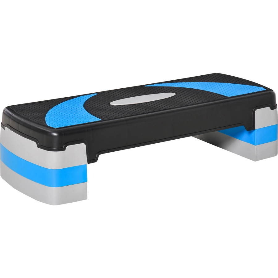 HOMCOM Steppbrett mit 3 Stufen schwarz, hellblau, grau