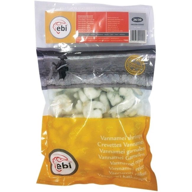 Ebi Bevroren Vannamei PD Garnalen 26/30 750g