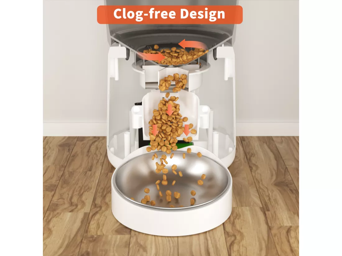 Balimo 4L Distributeur Croquettes Chat Automatique,Bol en Acier Inoxydable pour Animaux Domestiques,Distributeur De Nourriture SèChe pour Chats（B