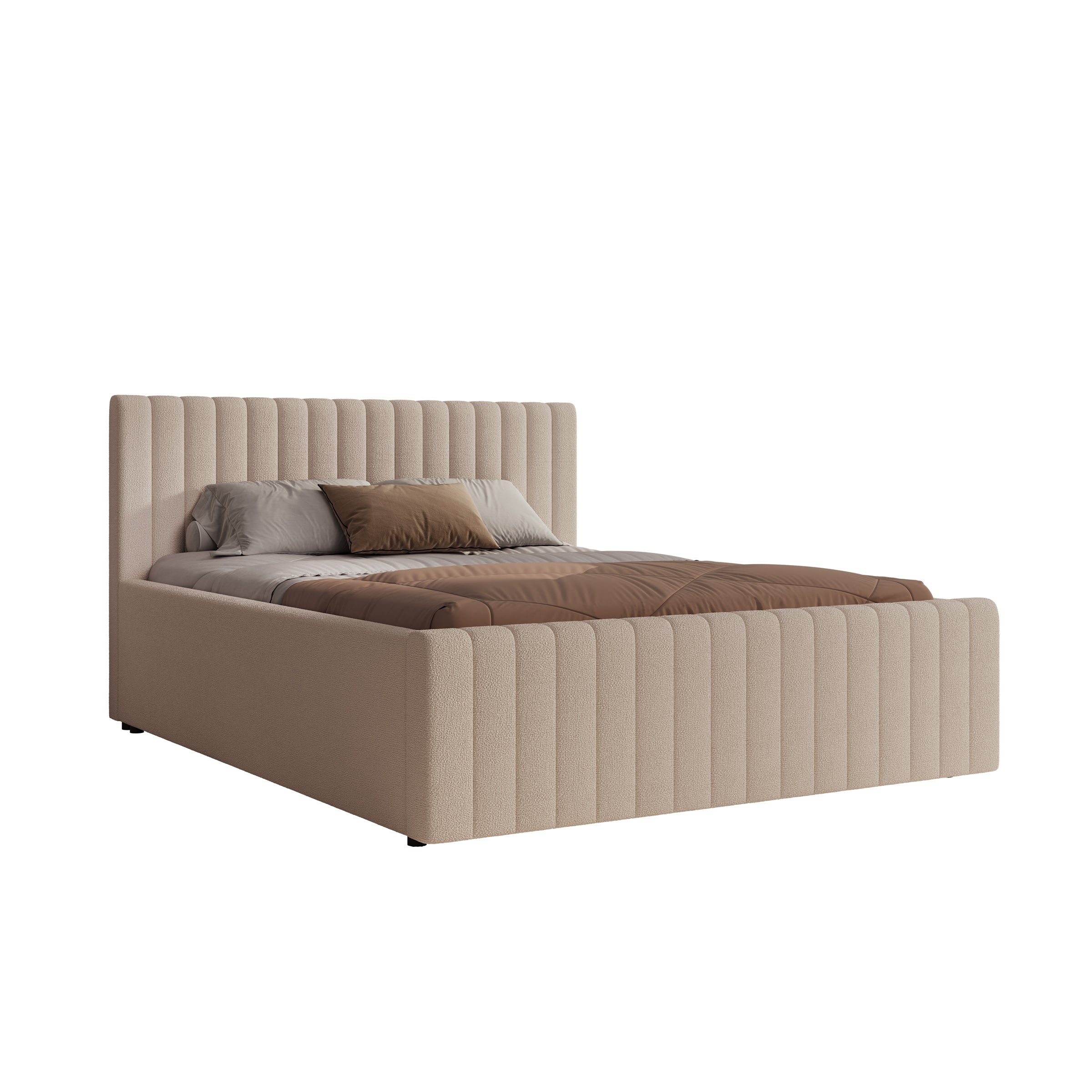 Bavira - Tweepersoonsbed - Stof beige - 160x200 cm