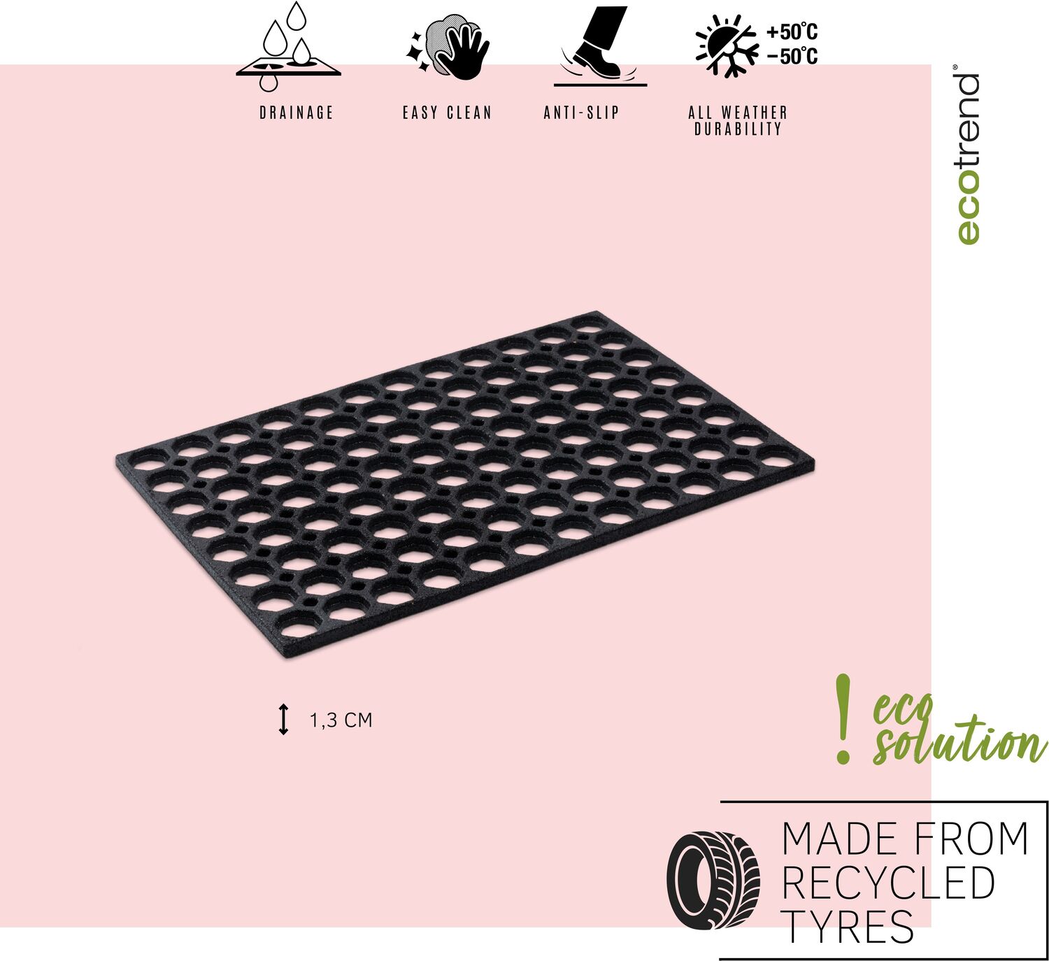 Multy Home buitenmat Honey Comb zwart 60 x 40 cm