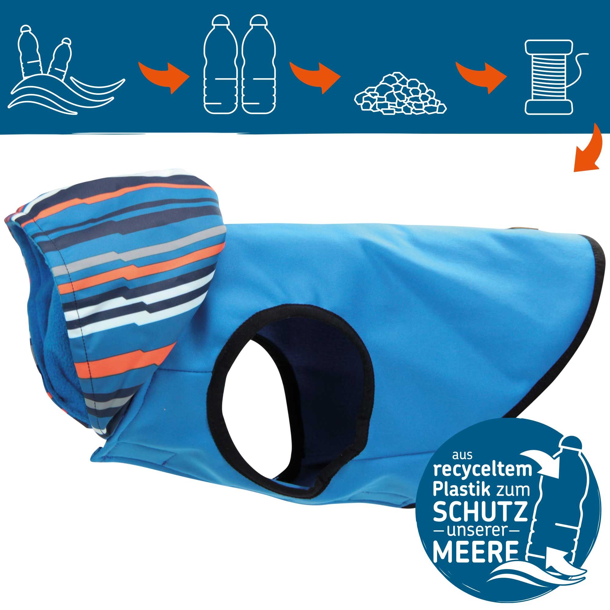 SOS Hundejacke - Windbreaker Gr. XS - Nachhaltig aus recycelten PET-Plastikflaschen