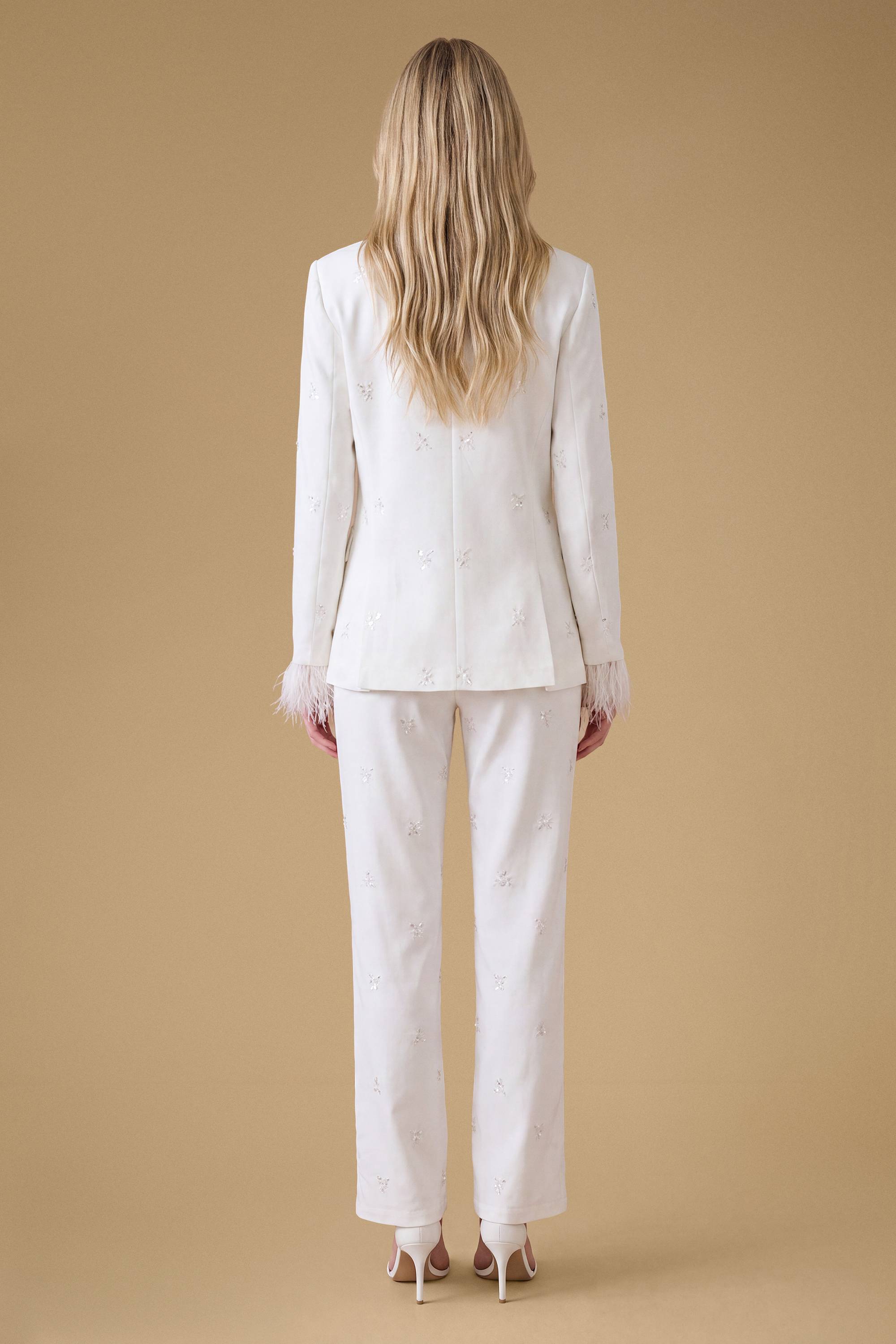 Oasis Blazer Orné De Bijoux Avec Manchettes En Plumes De Poule