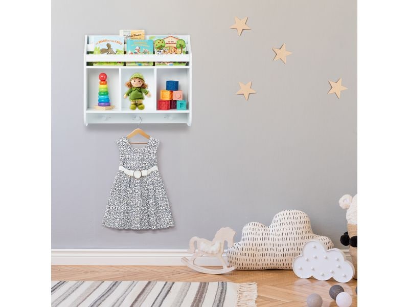 relaxdays Kinderregal mit 5 Fächern Weiss Stauraum für Bücher oder Sammel- und Hörspielfiguren