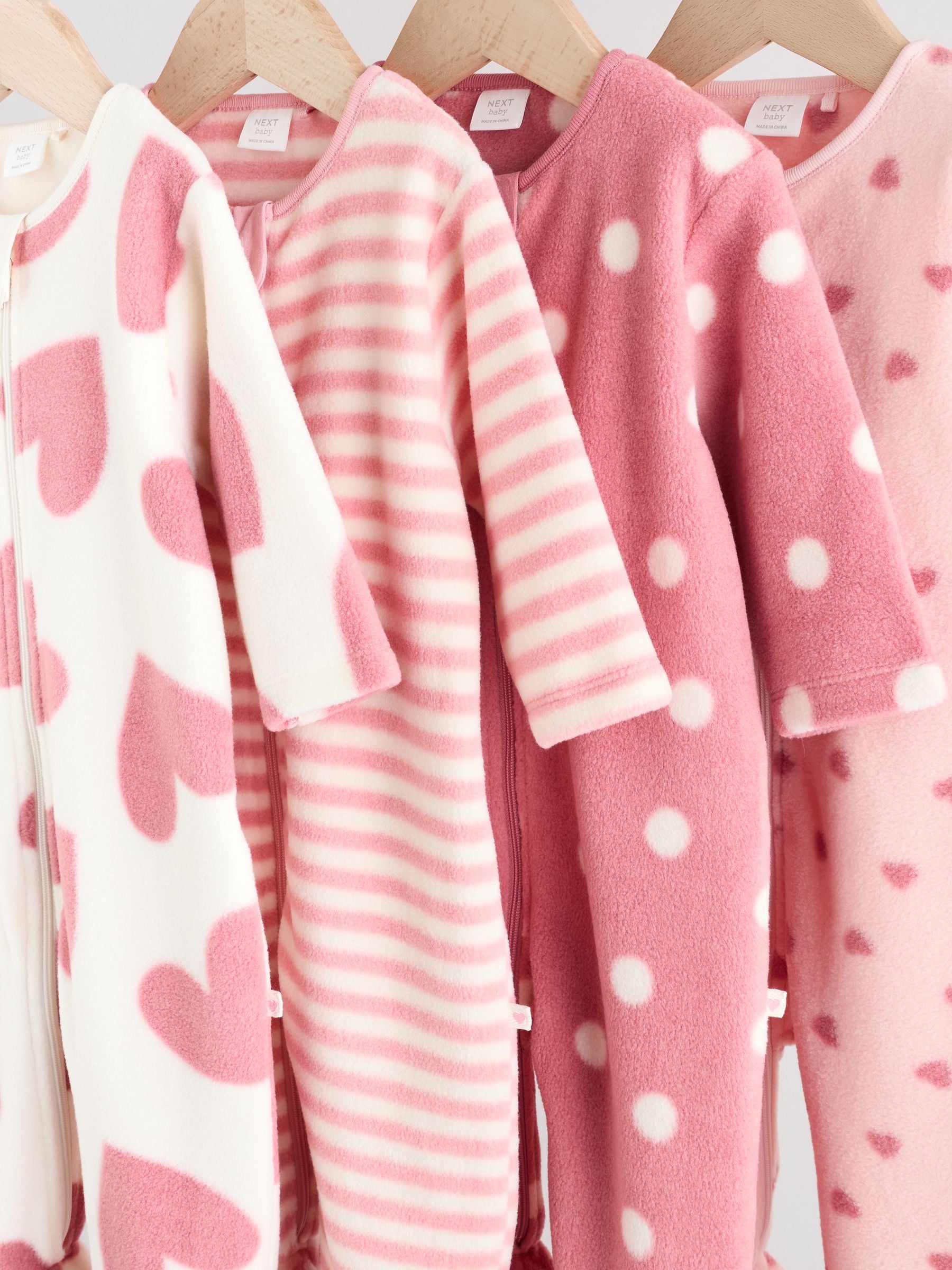 Roze - Micro Fleece Two Way Zip Baby Sleepsuit
