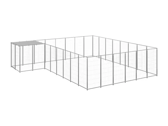 Chenil extérieur cage enclos argenté 440 x 440 x 110 cm 02_0000242