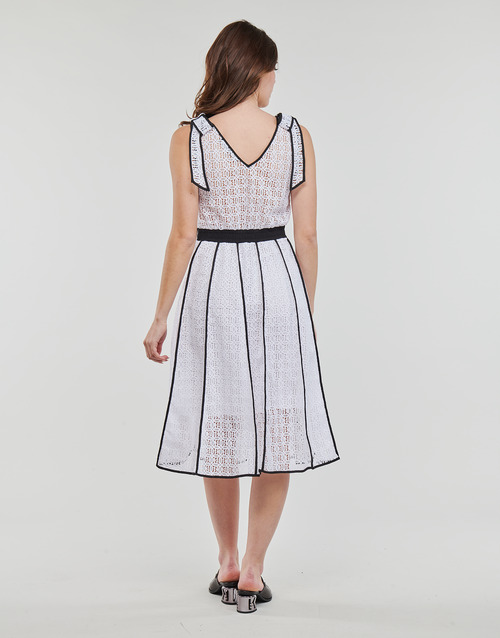 Karl Lagerfeld - KL EMBROIDERED LACE DRESS Blanco / Negro