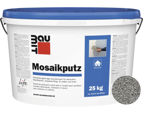Baumit Mozaïekpleister M341 Rocky Nature Line Gebruiksklare Dunne Toplaag, Grijs, 25 kg